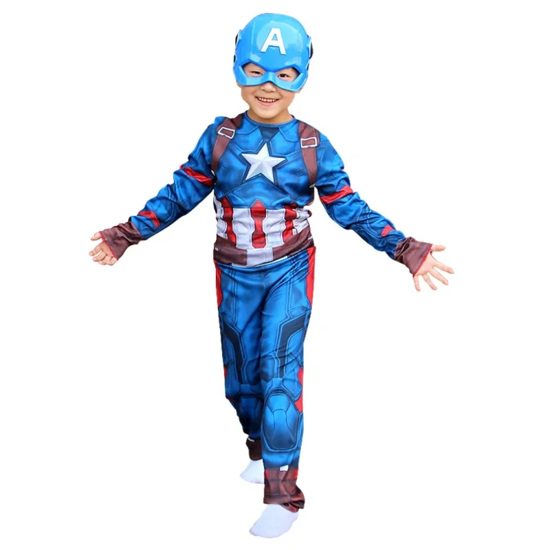 SN60 Superhero Captain America Cosplay Costume Bodysuit Kids Carnival Suit Dress Up1 @ j $