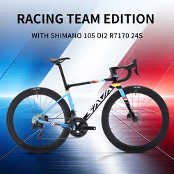SAVA 2026 NEW C7 Full Carbon Fiber Road Bike , with Built-in Cable Hydraulic Racer, with 105 Di2 24 Speed Kit Adult Bike
