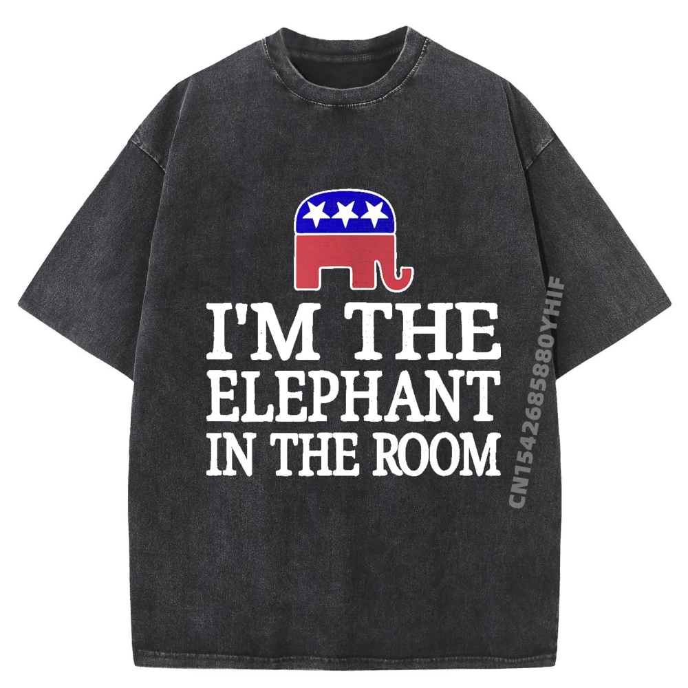 

I Im The Elephant In Tops Tees For Women Printed T-shirts Women Graphic Tees Mens Leisure Washed T Shirt