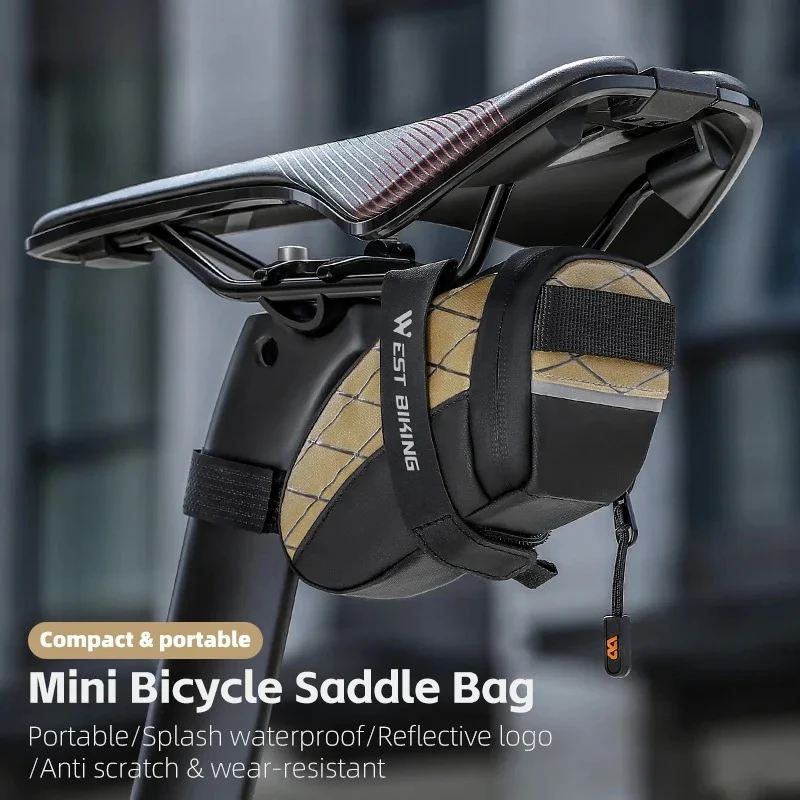 

Waterproof Mini Saddle Bag 0.3L Compact Portable Tool Storage Bag Reflective MTB Road Bike Accessories Riding Equipment