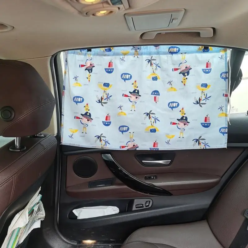 6XDF Baby SUV Car Curtain Window Sunshade Protector Visor with Suction Cup Drawstring