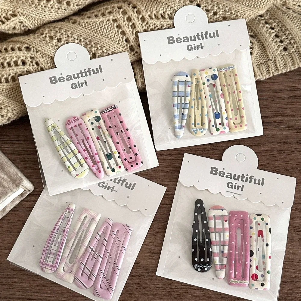 4-Pack Fashion Candy Cream Color Children's Hair Clips Square Girls' Hair Accessories Clips Bangs Water Drop Clips Hairpins