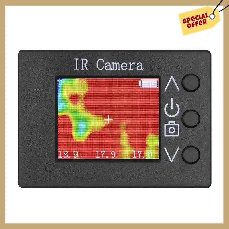 MLX90640 مستشعر درجة الحرارة بالأشعة تحت الحمراء تصوير حراري بسيط 1.8 بوصة شاشة LCD كاميرا تصوير بالأشعة تحت الحمراء محمولة باليد باللون الأسود