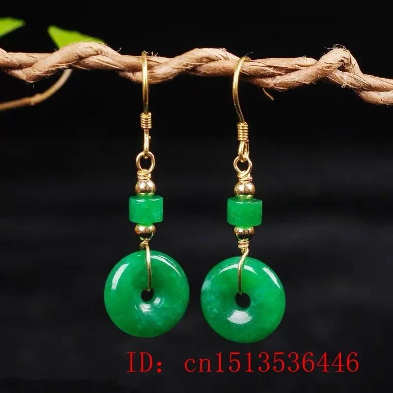 

Green Jade Donut Earrings for Women Stone Jadeite Vintage Natural Gemstone Accessories Charm 925 Silver Gift Amulets Jewelry