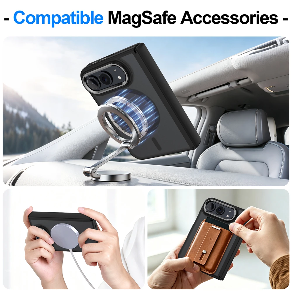 Luxury Matte Magnetic Charge Phone Case For iPhone Duo For Magsafe Skin Feel Translucent Shockproof Fold Cover Funda