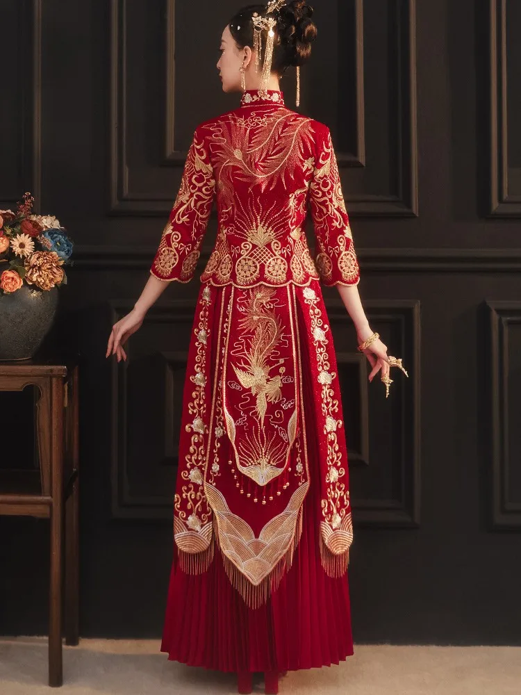 New Chinese-style wedding dress dragon and phoenix gown kimono thin style
