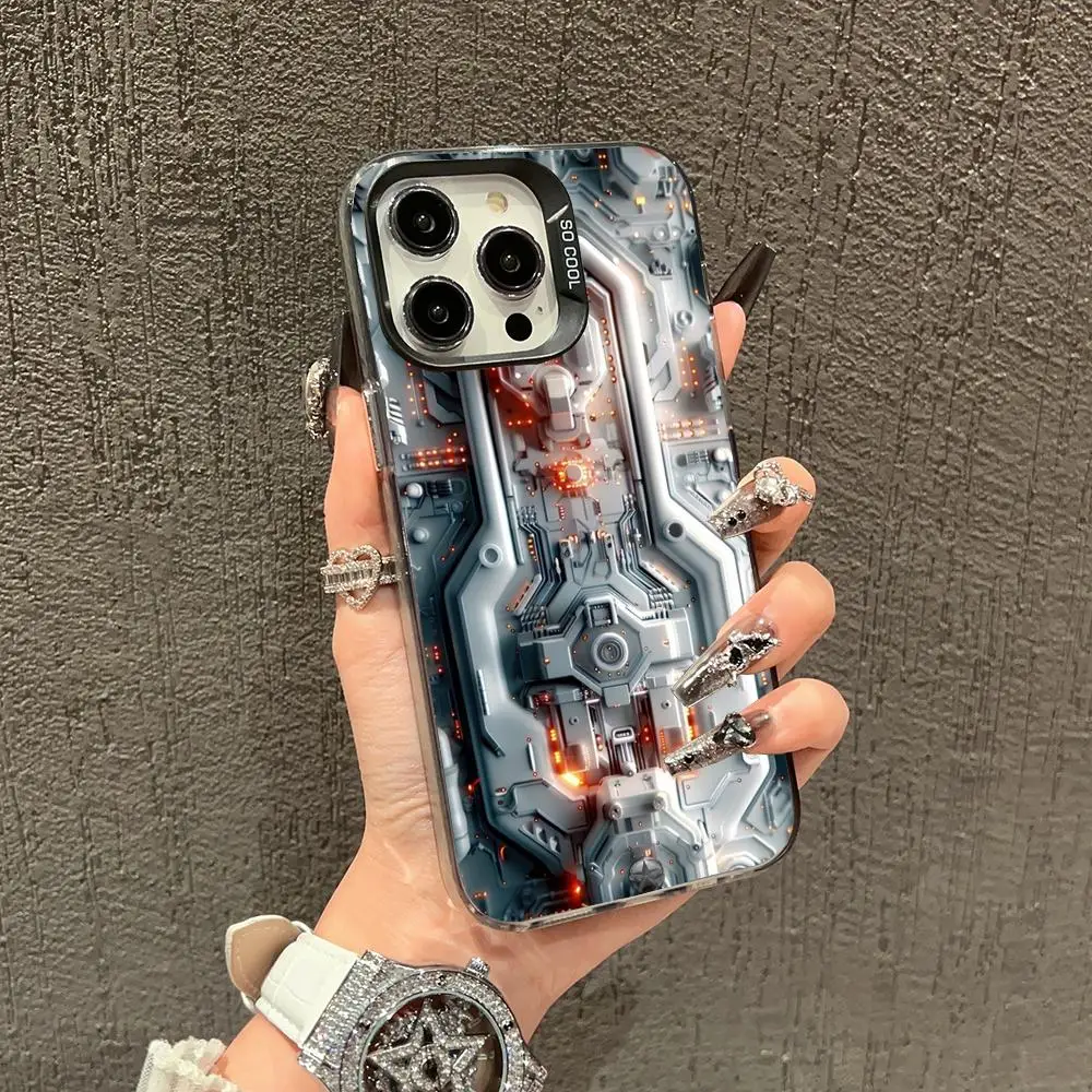 

Mechanical equipment case for iPhone17 16 15 14 13 12 11 Pro/ Max/Plus shock-proof rear cover anti-fingerprint