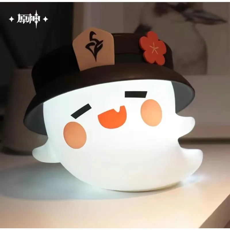 Genshin Impact Hu Tao Animation Peripheral Cartoon Ghost Shape Silicone Pat Lamp Bedside Ornament Night Light Gift Wholesale