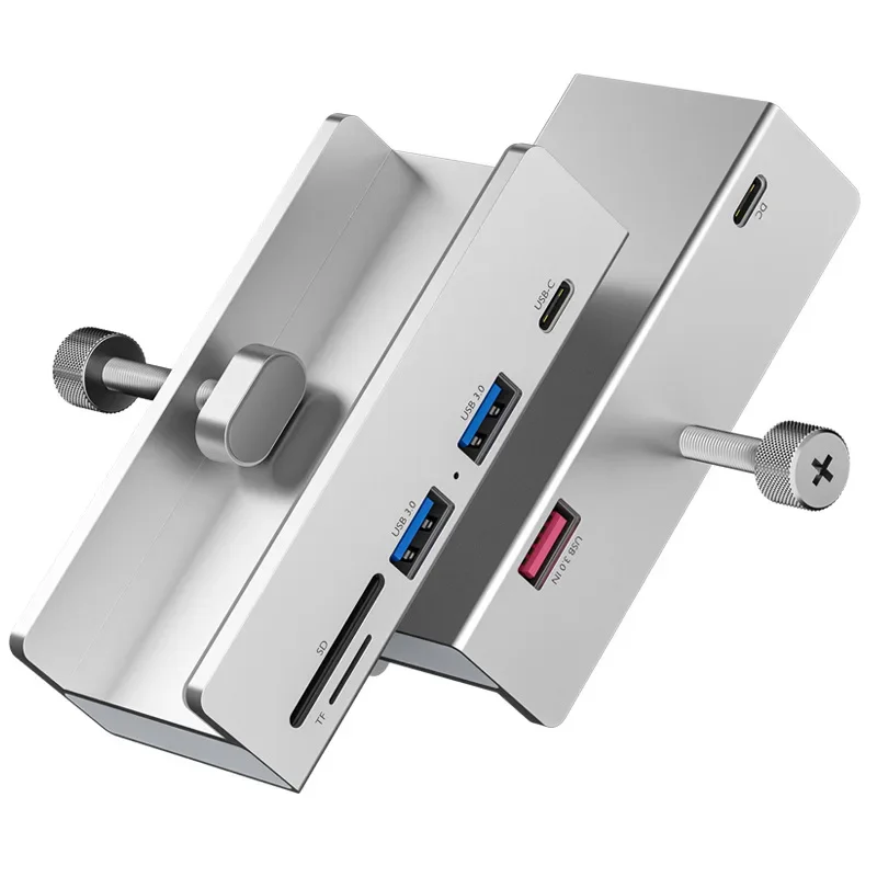 Aluminum Type C 4 Port USB 3.0 HUB Phone Holder TF SD USB Memory Card Reader DC Power Adapter Splitter Multiple Extend Dock