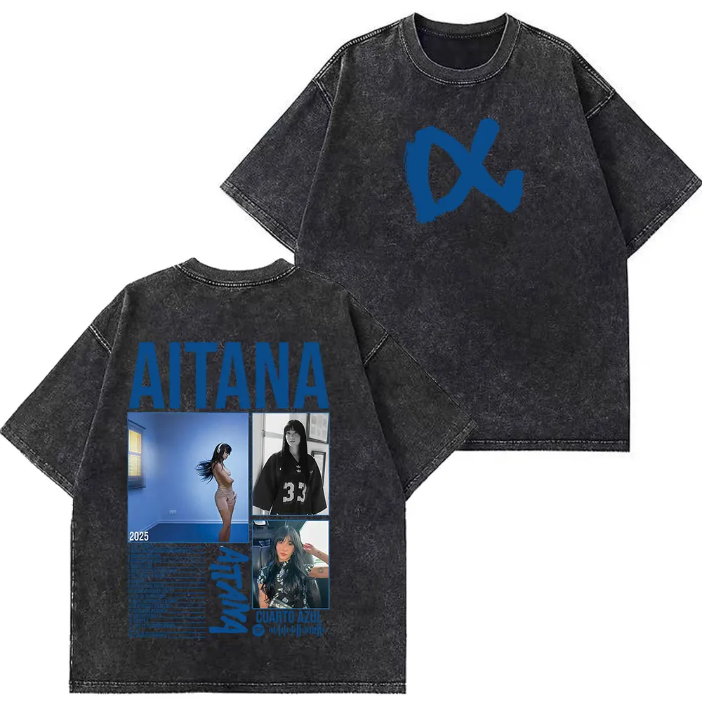

Винтажная стираная певица Aitanas Ocana Tour 2025, модные футболки с принтом для мужчин и женщин, футболка в стиле Харадзюку, хлопковые футболки большого размера в стиле хип-хоп