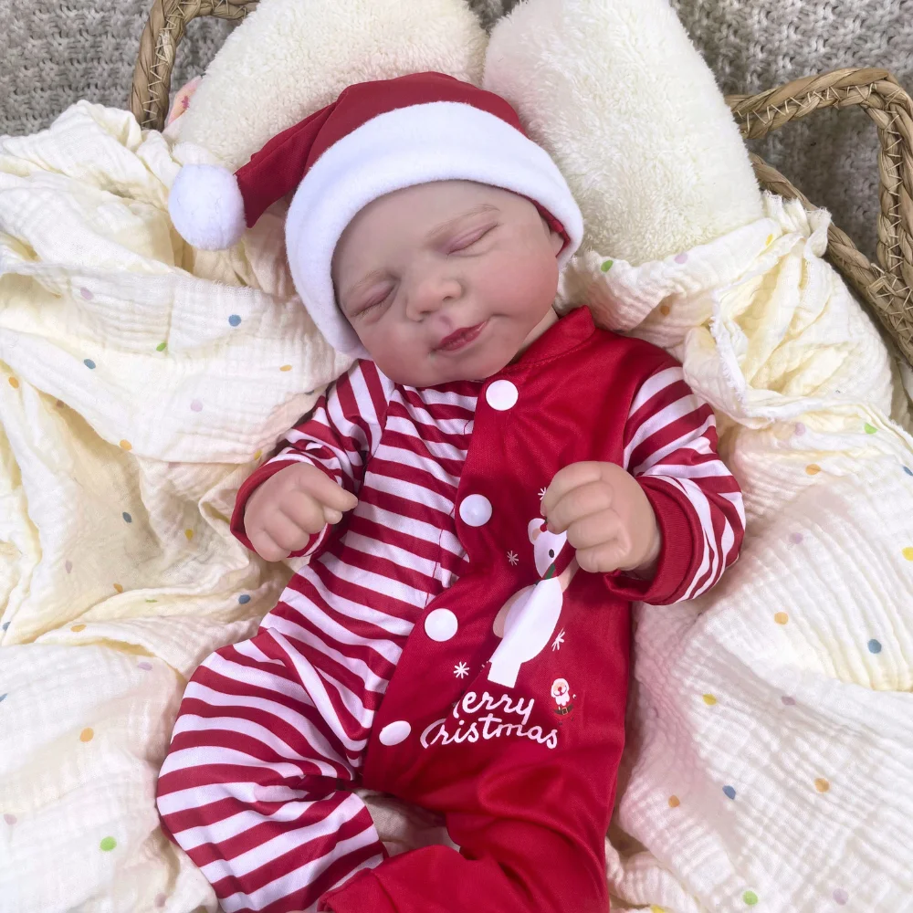 MRB 18 Inch Pascale Reborn Baby Doll Lifelike Newborn Doll Handmade Painted Hair 3D Skin Doll Toy Christmas Gift For Girls