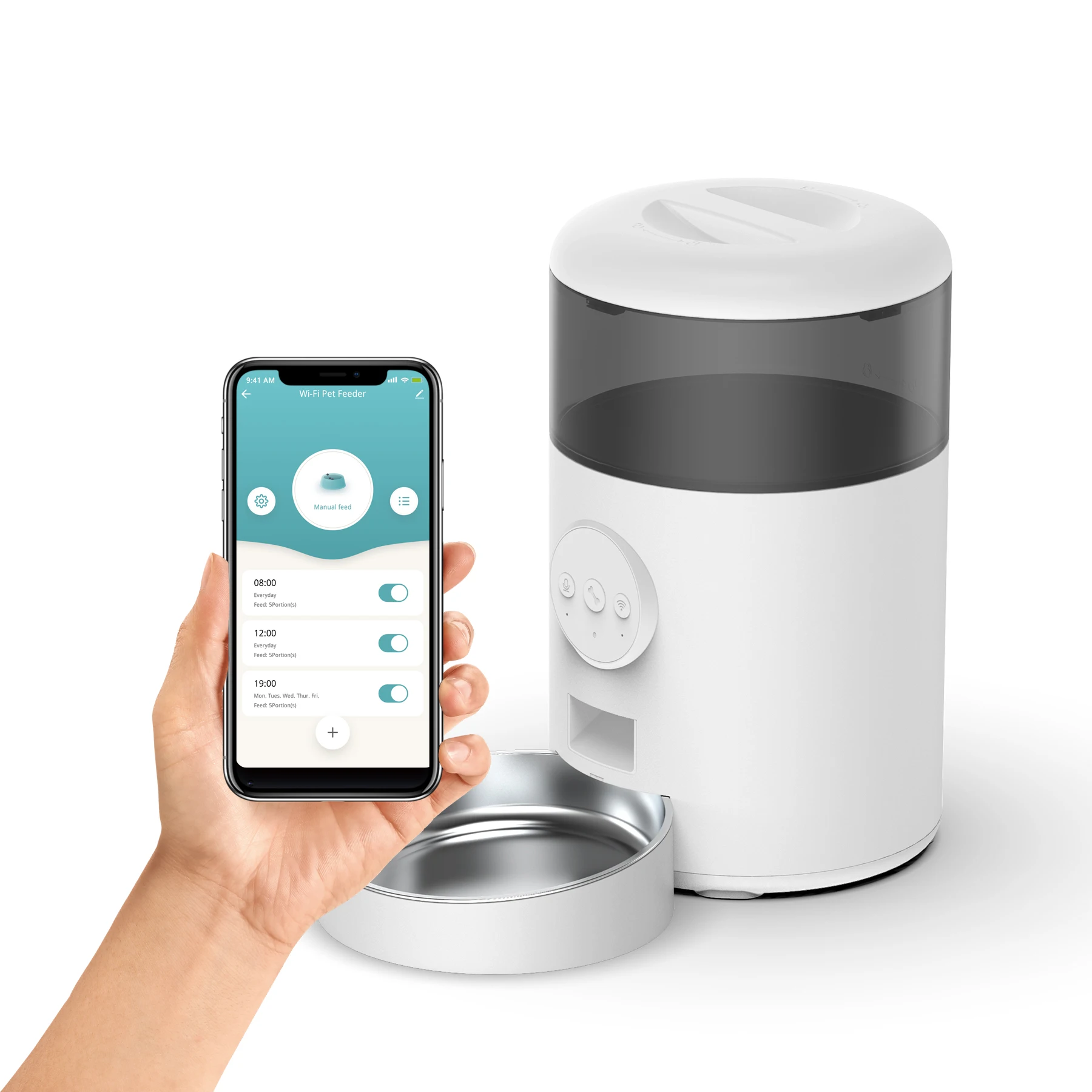 

STLF 15 Meals Per Day WiFi Cat Automatic Feeder APP Control 3L Dog Feeder Smart Pet Feeder with Stainless Steel Bowl