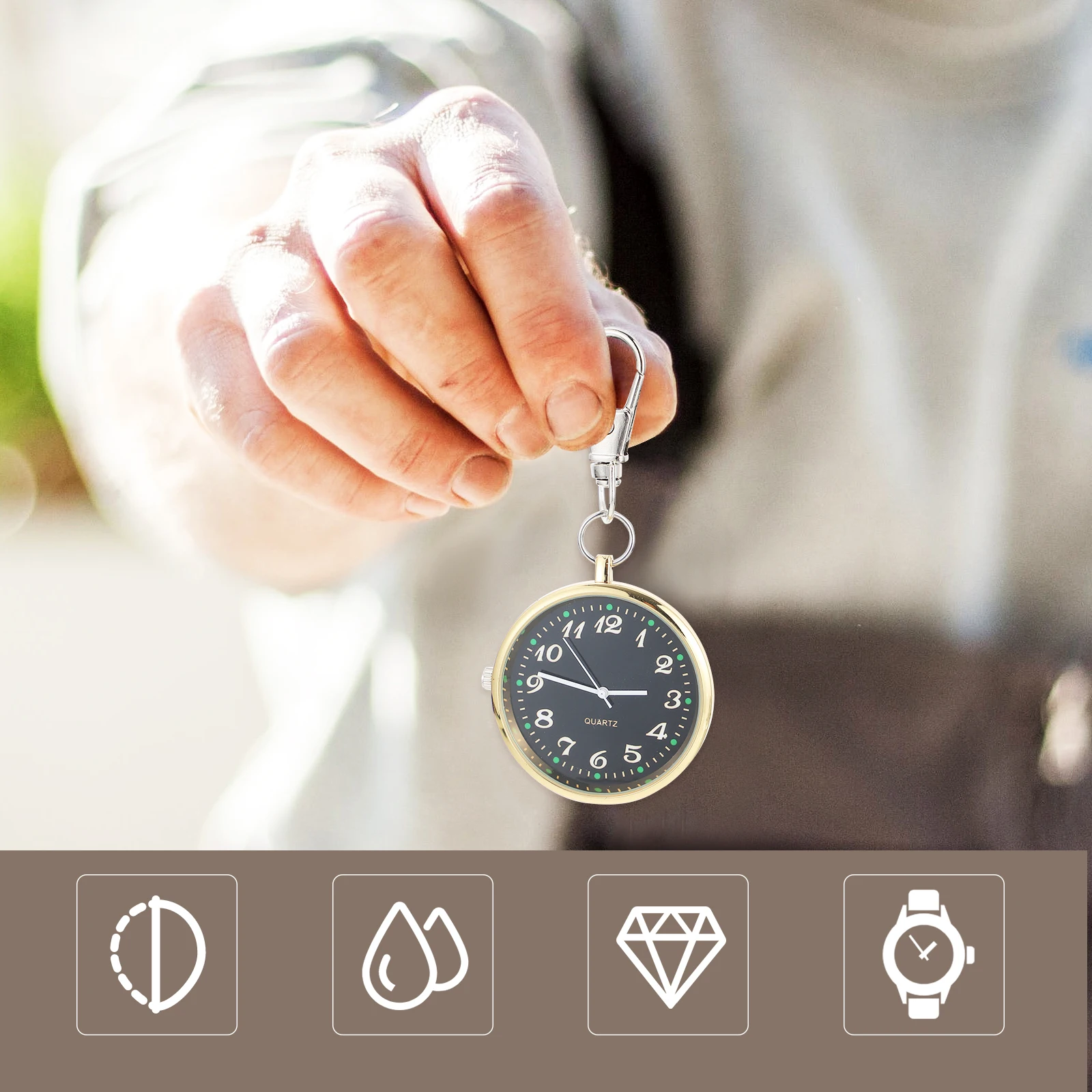 

Luminous Keychain Pocket Watch Unisex Glow in the Dark Hanging Watch for Men Women Vintage Style Large Dial for Parents