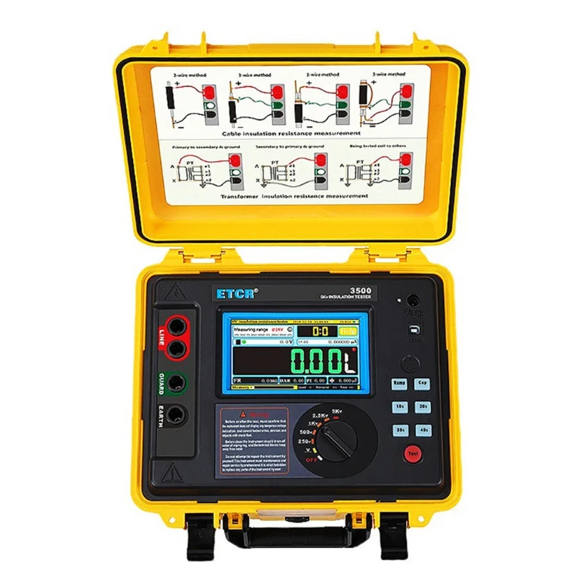 Touch Screen a colori batteria integrata Tester di resistenza di isolamento ad alta tensione ricaricabile 5KV 10KV