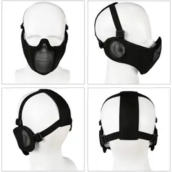 Máscara de malla táctica Airsoft media cara con protección orejas
