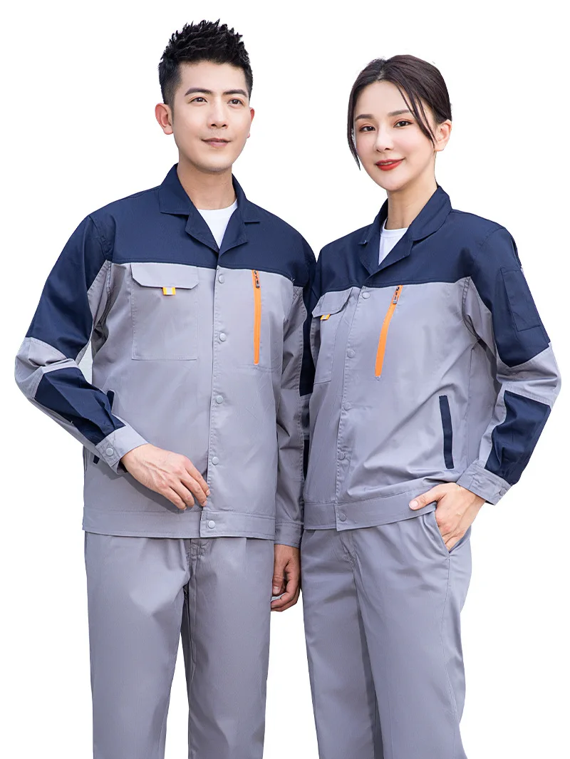 

Summer Work Clothing Long Sleeves Contrast Color Fashion Working Uniforms Auto Repair Labor Worker Coveralls Breathable Workwear