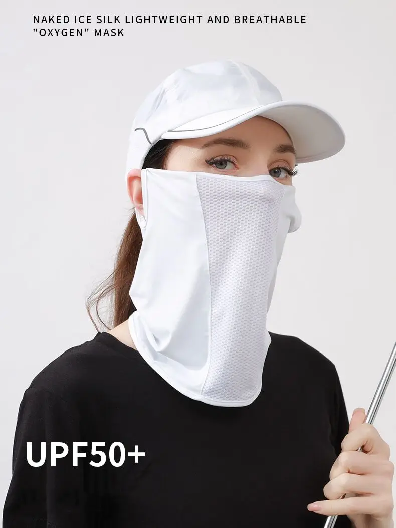 Sommer UV-Schutz Eis Seide Maske Sonnenschutz Lätzchen Einfarbig Sonnenschutz Gesichtsschal Mesh Atmungsaktive Gesichtsschals Halswickel Abdeckung – Detail 8