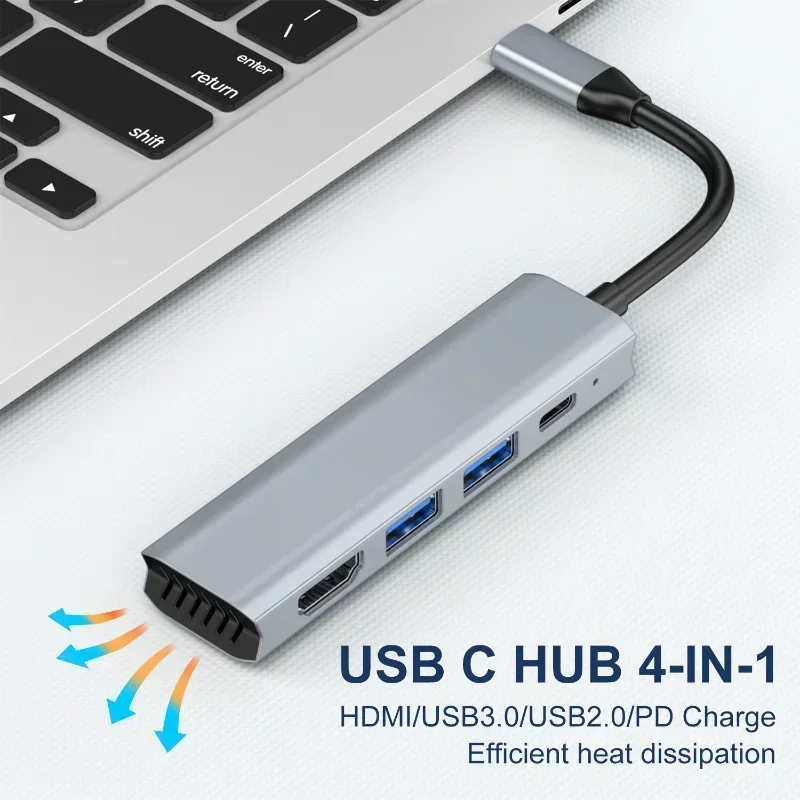 Док-концентратор Type-c + USB3.0 + USB2.0 + Pd Концентратор «четыре в одном» 4k подходит для Macbook USB-док-станции для ноутбука Адаптер