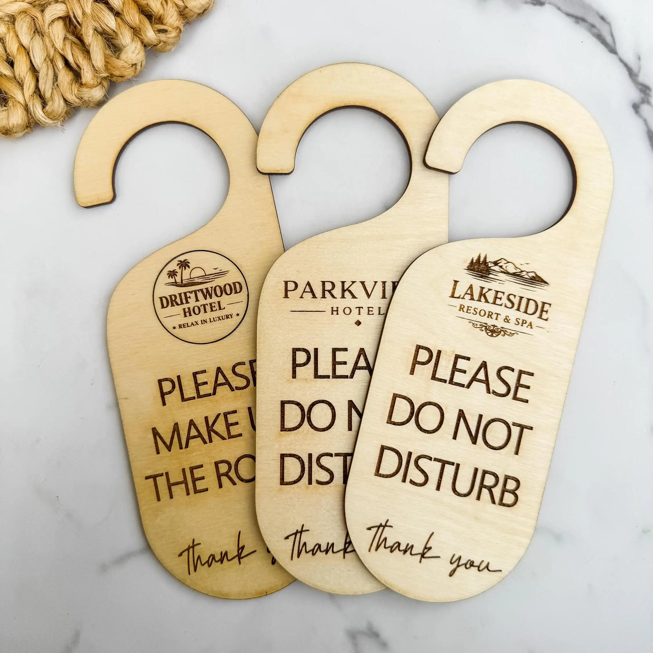 Custom Engraved Wood Door Hanger Sign, Hotel Do Not Disturb Door Tag, Personalized Wooden Room Hanging Sign for Guest Room - view 6