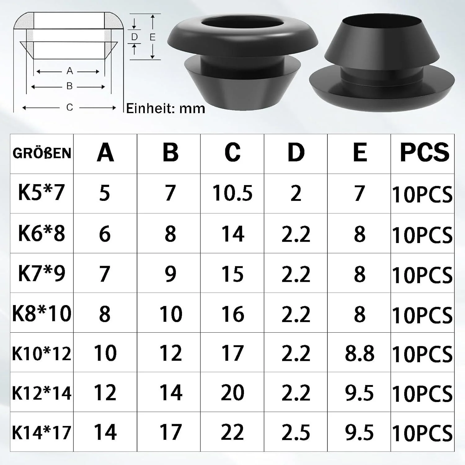 70Pcs Rubber Grommet Kit Cable Wire Hole Grommets for Automotive Wiring Electrical Panels Dust Proof Moisture Resistant
