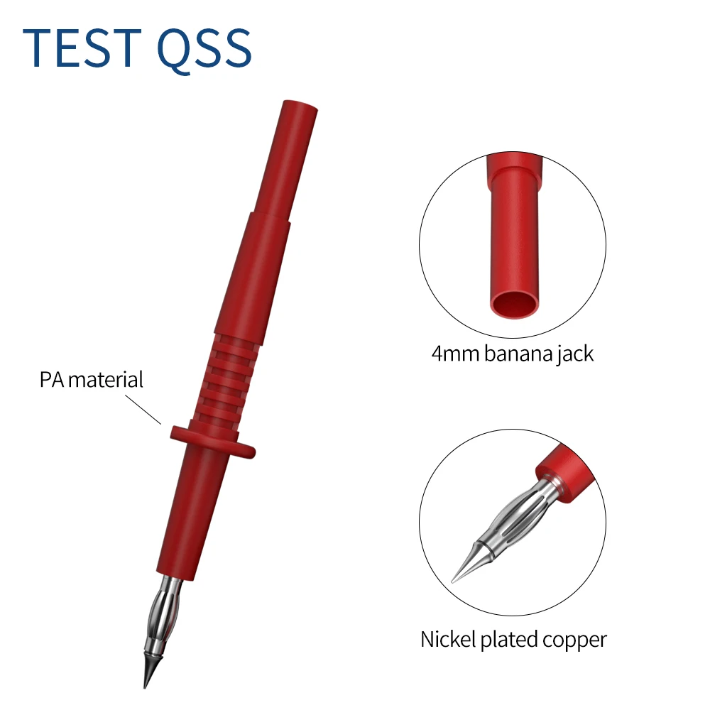 QSS 2 adet Test pimi 1MM Test probu ipuçları elektrik konektörü 4MM dişi muz fiş Multi-metre iğne Q.30017