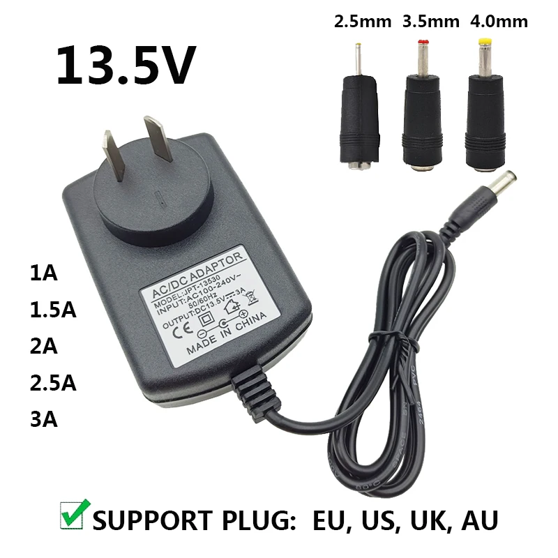 DC Converter 13.5V Power Adapter 1A 1.5A 2A 2.5A 3A 5.5*2.5MM Cable UK AU Plug Power Supply 13.5V Adaptor EU/US Adaptador