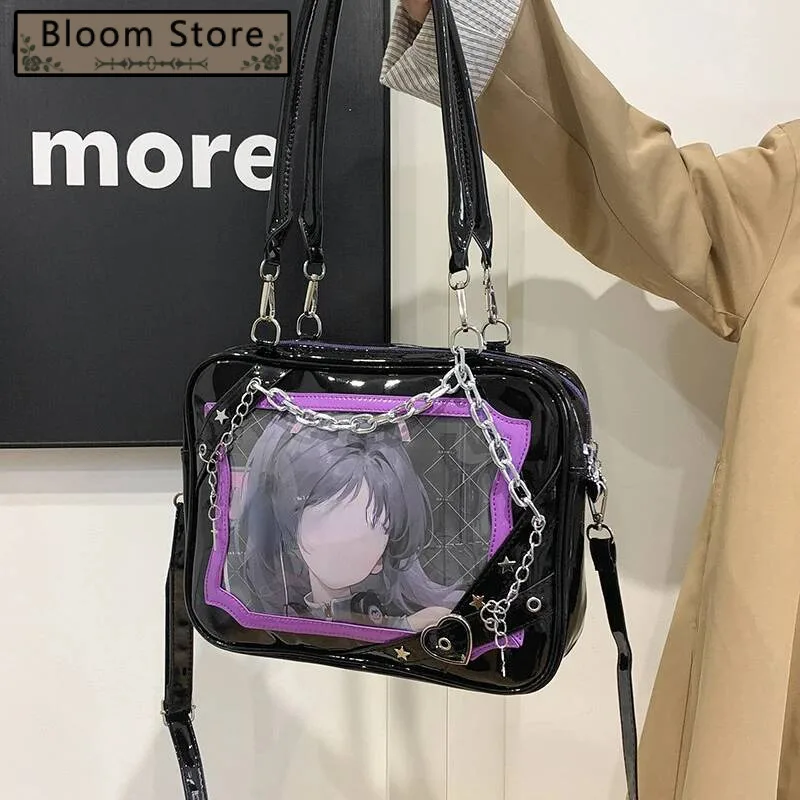 Y2k Chain Transparent Punk Shoulder Underarm Bag All Match Ins Women's Handbags Korean Casual Fashion Crossbody Ita Bags