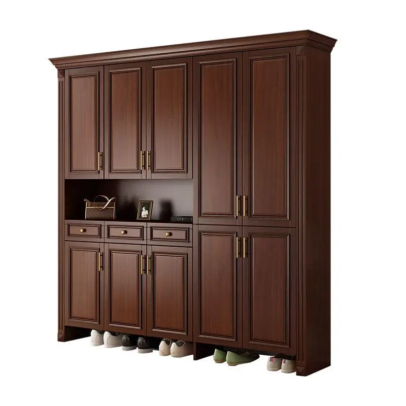 

Шкаф для обуви из цельного дерева, простой шкаф для хранения на крыльце из орехового дерева, бытовой шкаф для хранения, комбинированный шкаф для обуви большой емкости