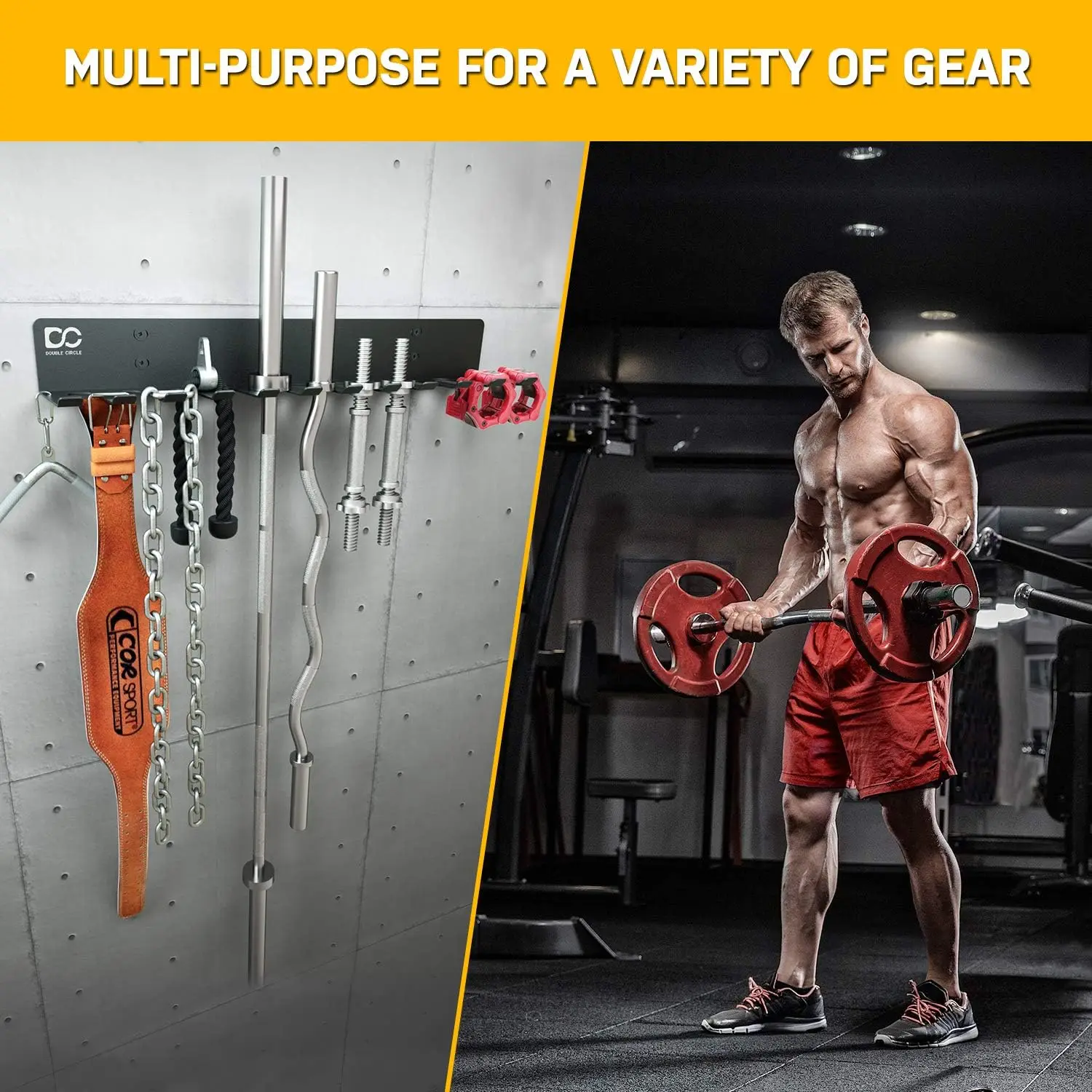 Gym Storage Rack with 12 Hooks, Multi Purpose Gym Equipment Wall Rack Hanger for Pro Home Gym Storage for Exercise