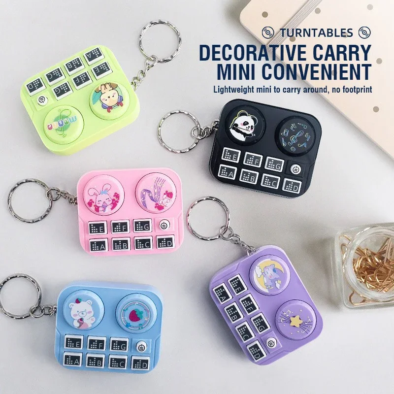 Creative Cartoon Music Can Play Disc Player Keychain Pendant Children's Mini Light-Emitting Electronic Game Machine Toys