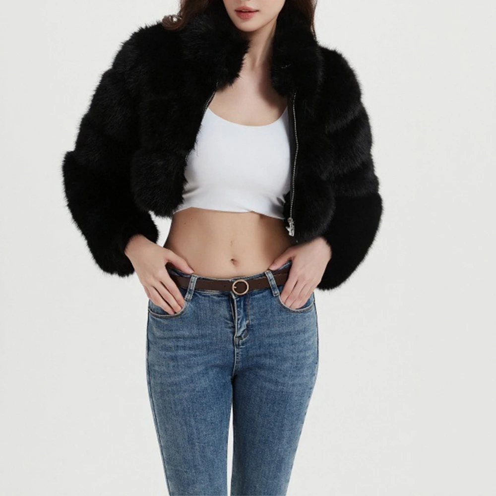 سترات نسائية من الفرو الصناعي شتوية كاجوال من القطيفة بياقة قميص وأكمام طويلة ملابس خارجية عصرية للشارع #1