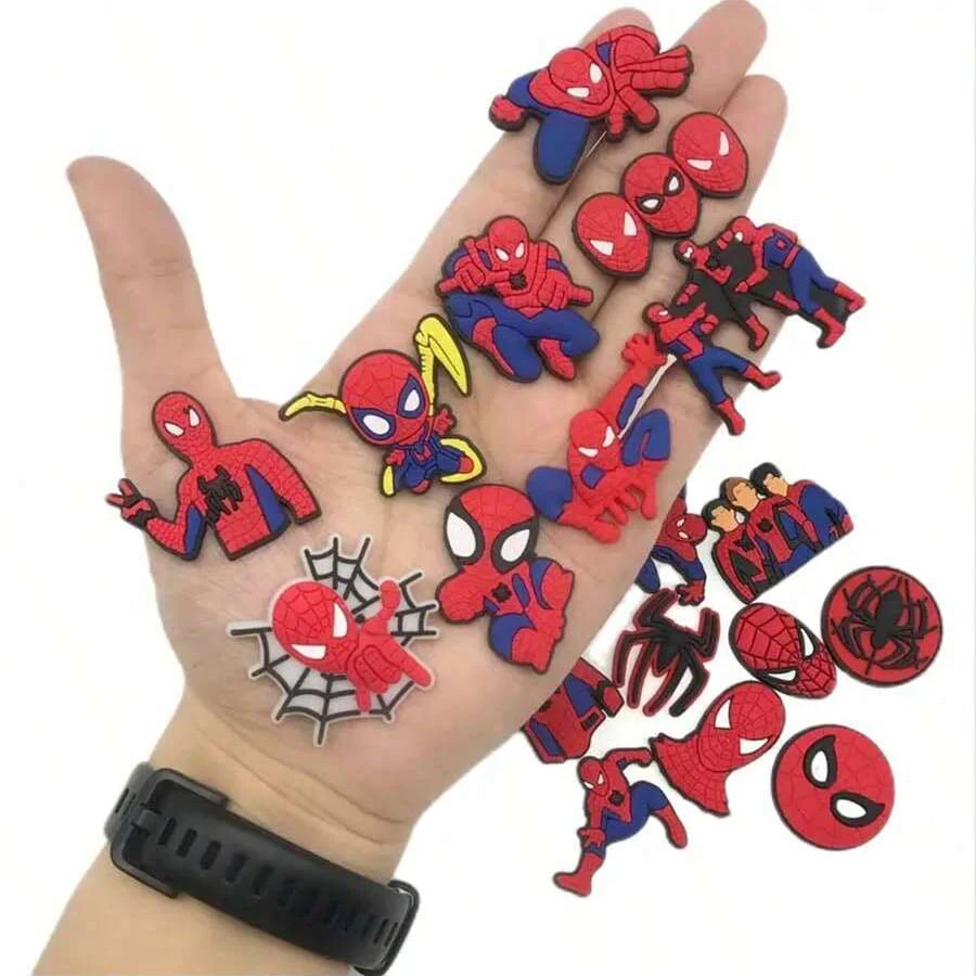 MINISO 42 szt. Zestaw zawieszek do butów Spiderman na drewniaki torba bańka slajdy sandały, dekoracje do butów pcv akcesoria do toreb plażowych