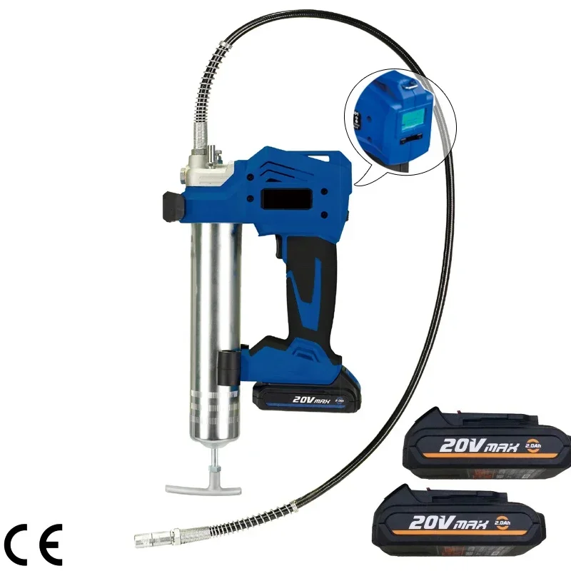 20V 2A Battery Type Portable Cordless Grease Gun with 500CC Barrel and 10,000 PSI Pressure Speed Adjustable