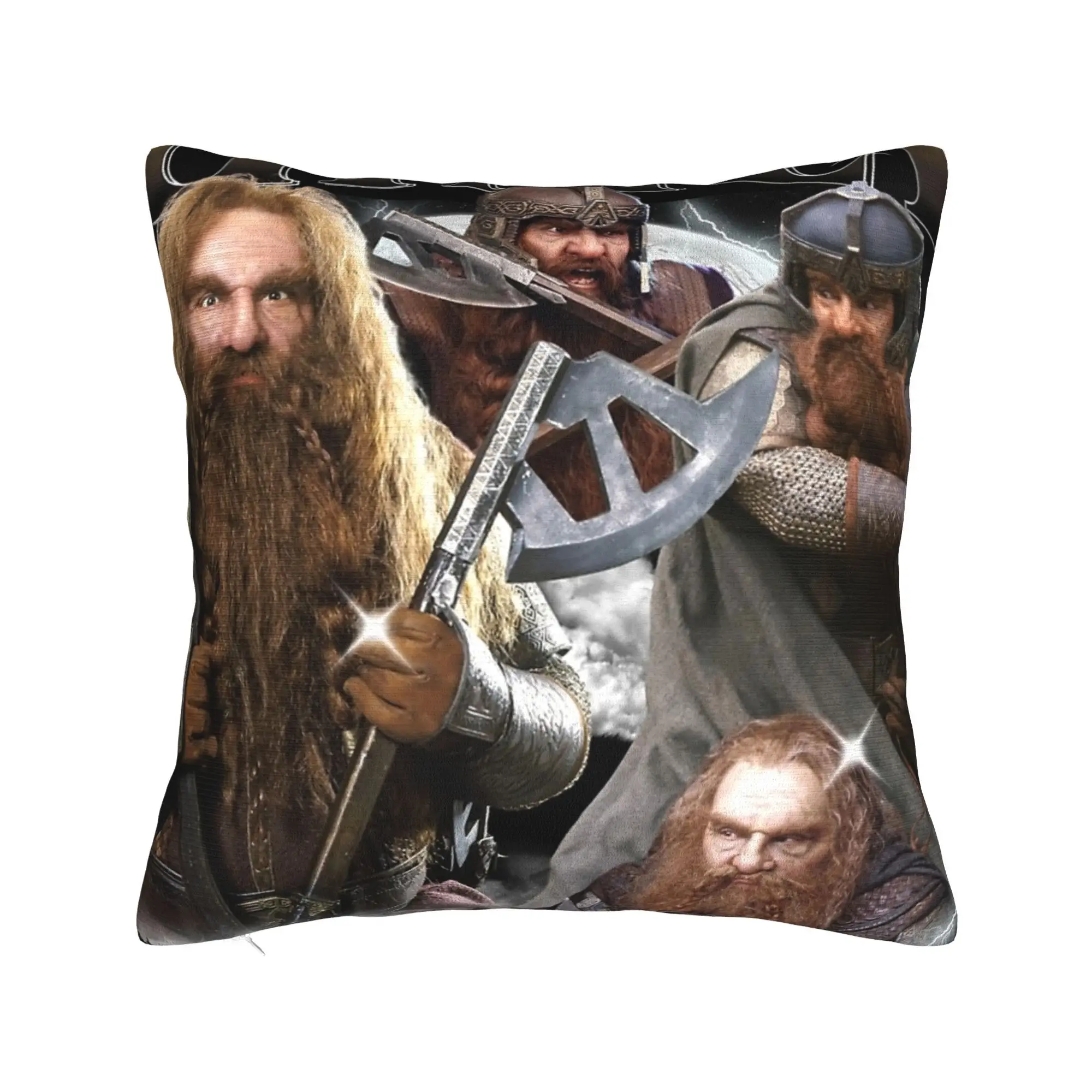 L-Lords Of The R-Rings Gimli Pillowcase Printing Polyester Cushion Cover Decorative  Pillow Case Cover Seater Square 45X45cm