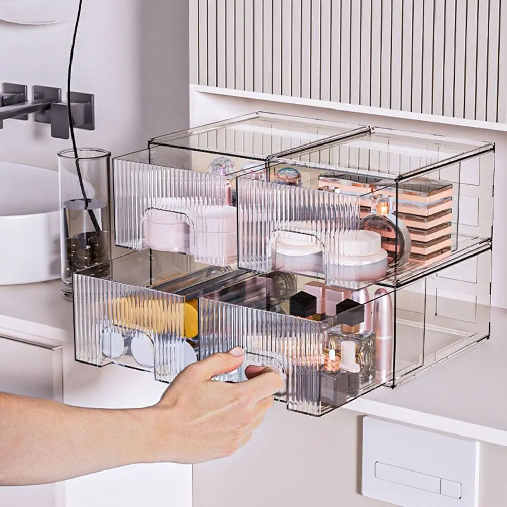 

Acrylic Drawer Type Storage Box Transparent Large Capacity Lipstick Mask Storage Rack Stackable Space Saving