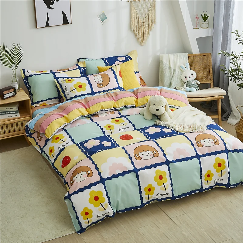 Ins Print Cute Duvet Covers King Twin size Comforter Cover for girls Quilt Cover for double bed Bedding Kit No Pillowcases