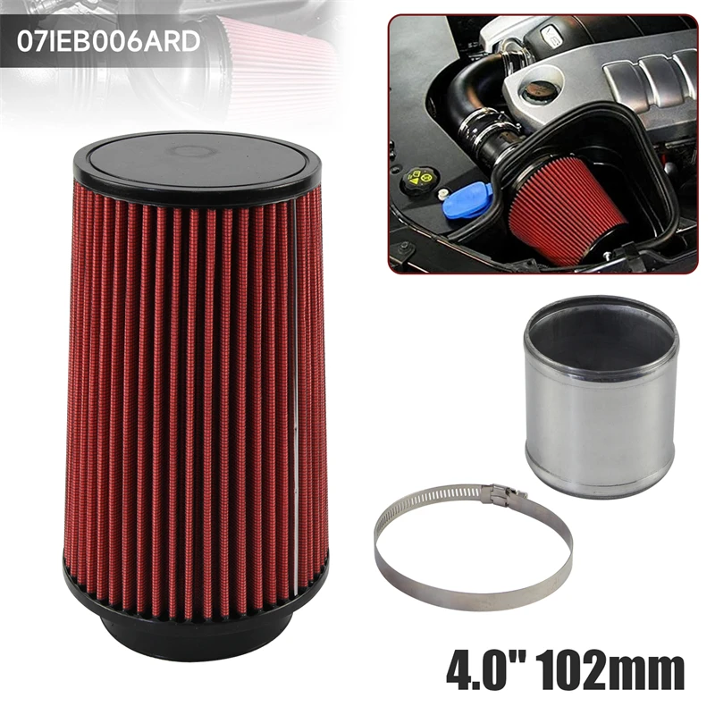 

4" Inlet Cone Replacement Dry Air Filter High Flow Car Performance Cold Air Intake Filter Washable Filter Cleaner