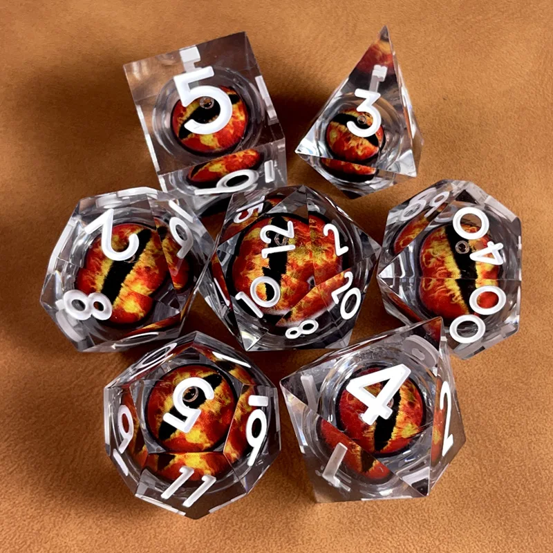 

Наборы кубиков DND с многогранными жидкими сердечками для ролевых игр COC Dungeons and Dragons, ролевые игры, настольные игры, подарок, развлекательные аксессуары