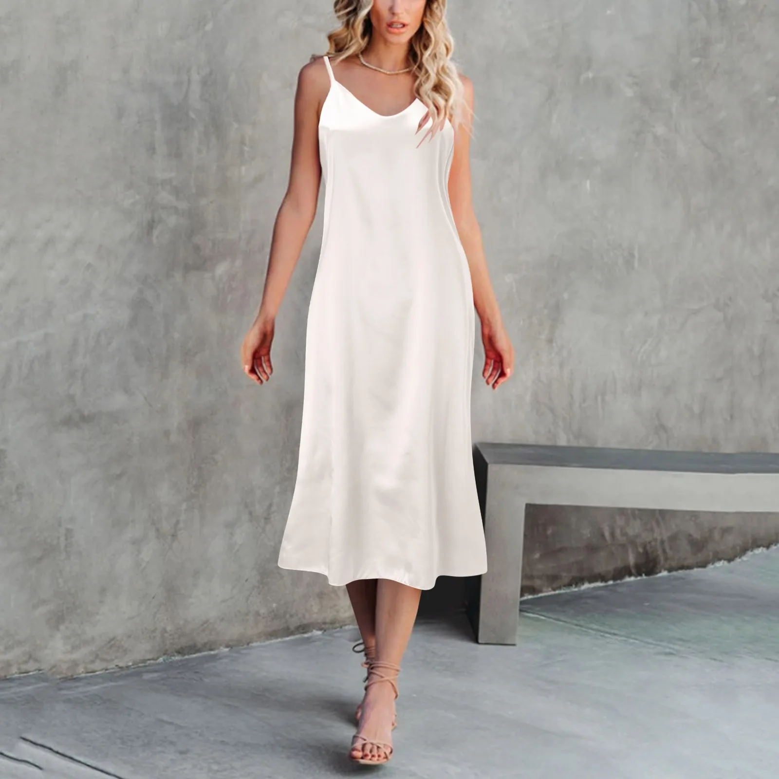 Wholesale Women Satin Nightgown Lady Sexy Spaghetti Strap Night Dress Female Sleeveless Sleepwear Plus Size Home Nightwear