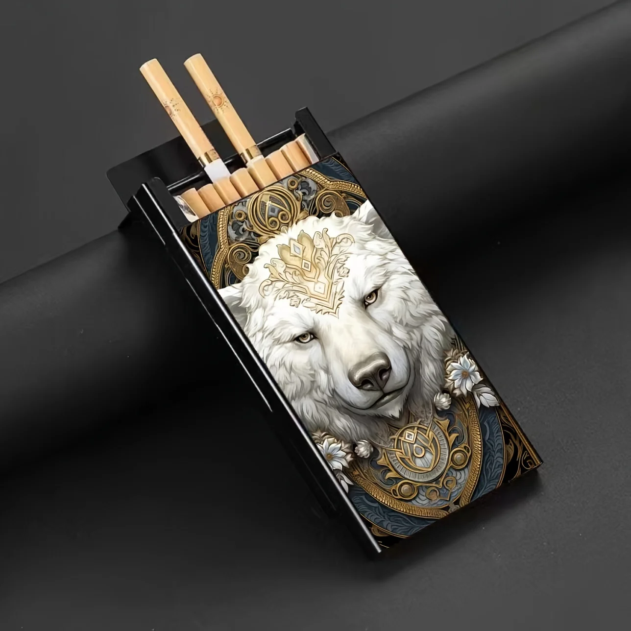 Aluminum Animal Pattern Cigarette Case - Men\'s Casual 100MM Ultra Thin Cigarette Storage Box