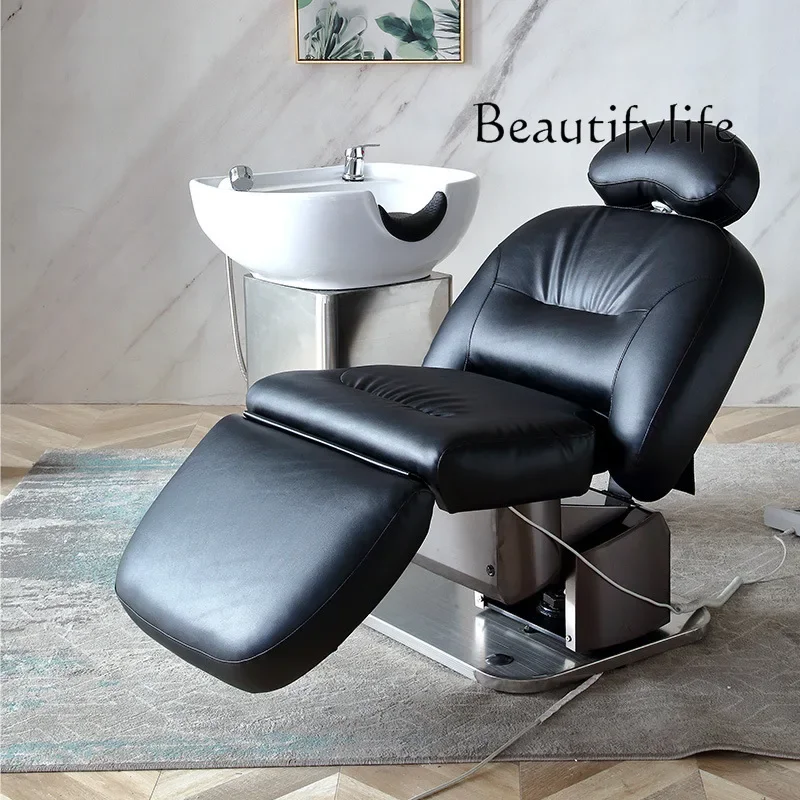 Simple Barber Shop Automatic Electric Massage Shampoo Bed Beauty Salon Japanese High-End