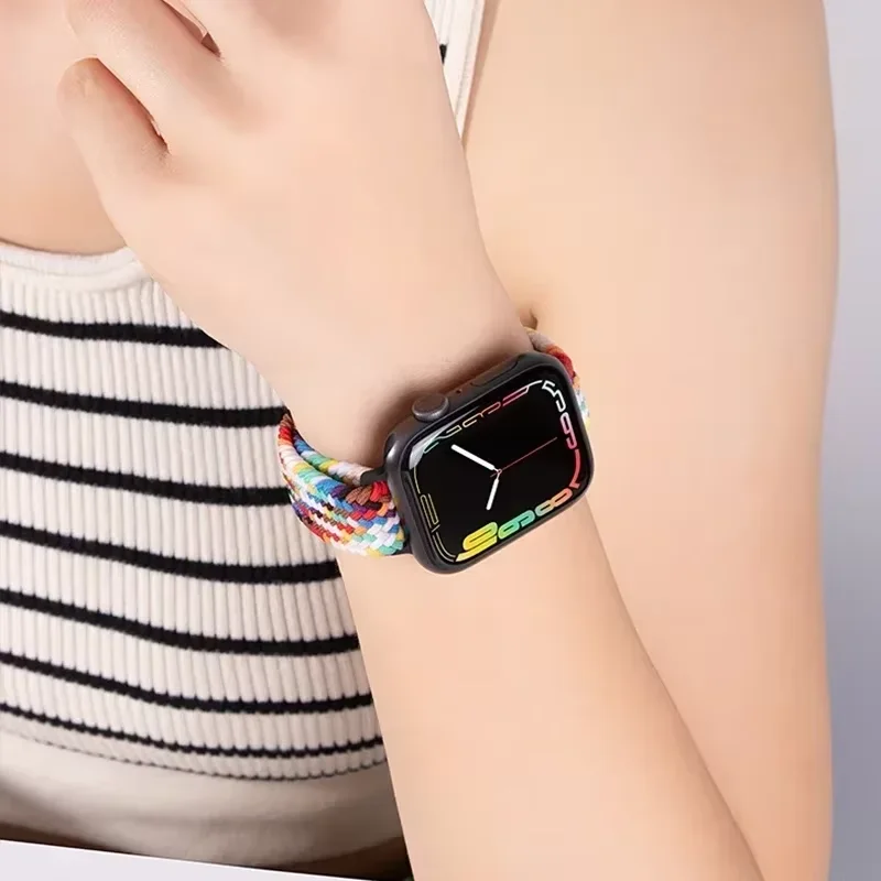 Correa de nailon para Apple Watch 10 46mm 42mm 9 8 7 6 SE Ultra1/2 49mm pulsera trenzada delgada para iWatch 45mm 41mm 40 44mm