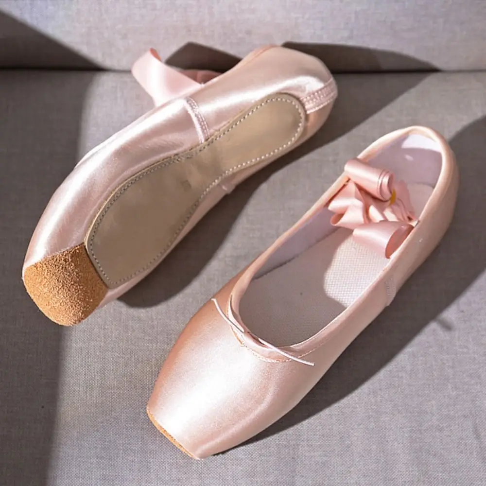 Swan Shoes Satin Girls' Ballet Shoes Elastic Pointy Dancing Shoes Champagne Soft Sole Princess Shoes Pilate