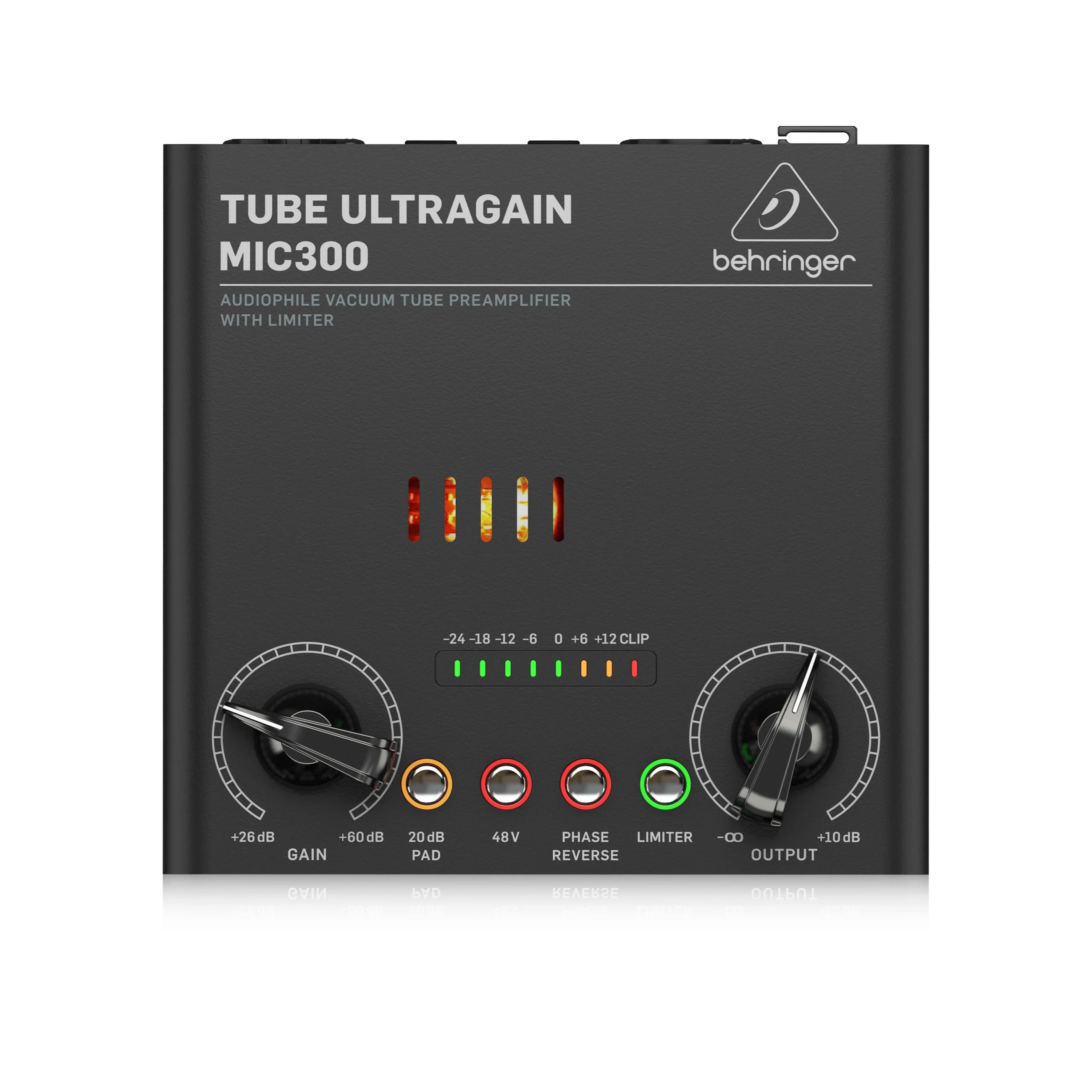 BEHRINGER MIC300 Audiophile Vacuum Tube Preamplifier with Limiter and Highly Accurate 8-segment LED Level Meter