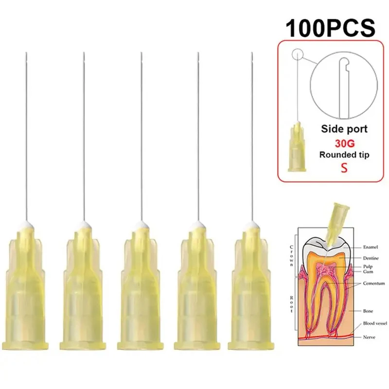 Наконечник иглы для ирригации стоматологических эндосистем 25 г/27 г/30 г, концевое закрытое боковое отверстие, эргономичная игла для мытья корневого канала, 100 шт.