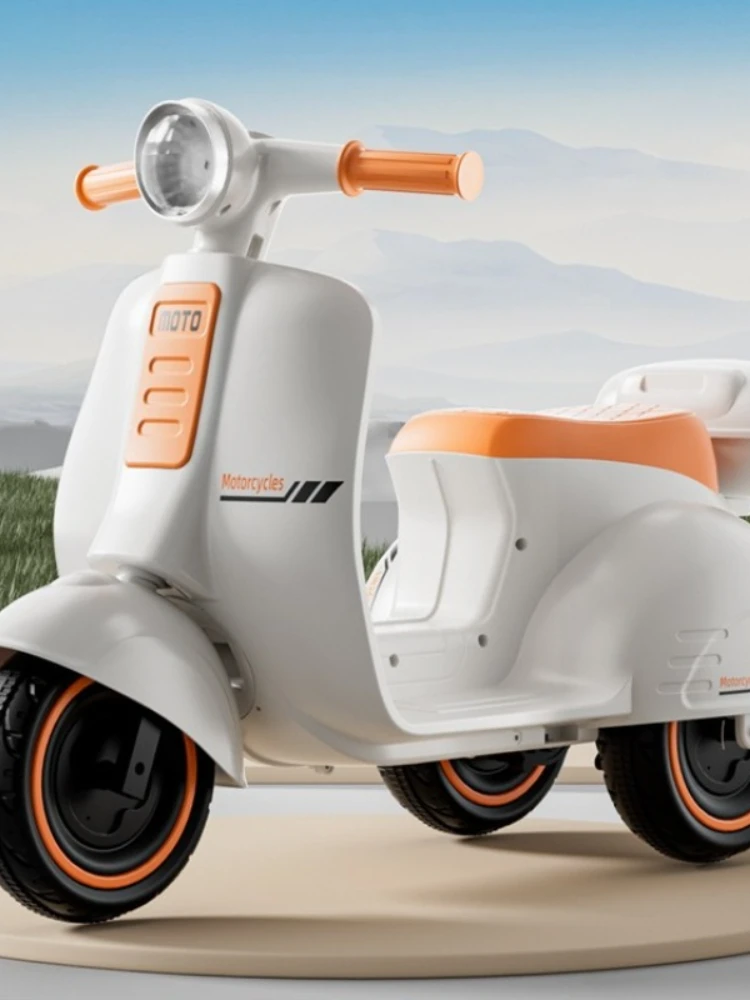 ‌ 레트로 스타일 어린이용 전기 삼륜차 ‌ ,원격, 음악 및 깜박이는 조명, 내구성 있는 강철 프레임을 갖춘 빈티지 오토바이 장난감