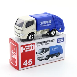 Takara Tomy Tomica No.45 Toyota Dyna rifiuti camion scala 1:63 pulizia auto Diecast Diecast modello automobilistico ornamenti Cas giocattoli