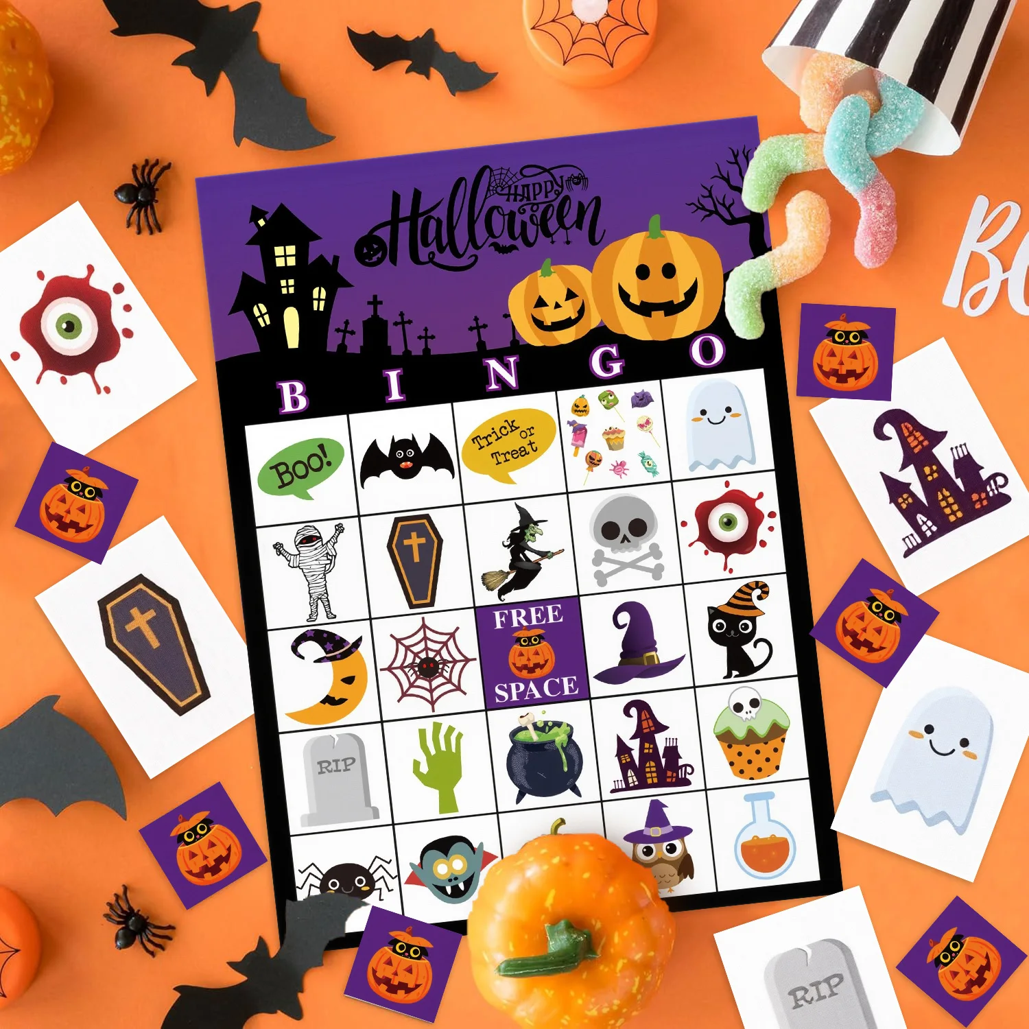 ハロウィンビンゴパーティーテーブルカード パンプキンウィザー - Party Games No Props のレビューと価格