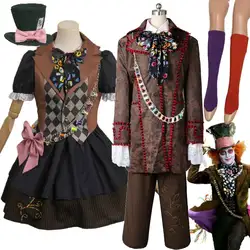 Mad Cosplay Hatter Cosplay Fantasy Movie Costume Adult Men Fantasia Disguise Coat Pants Outfits Halloween Carnival Party Clothes