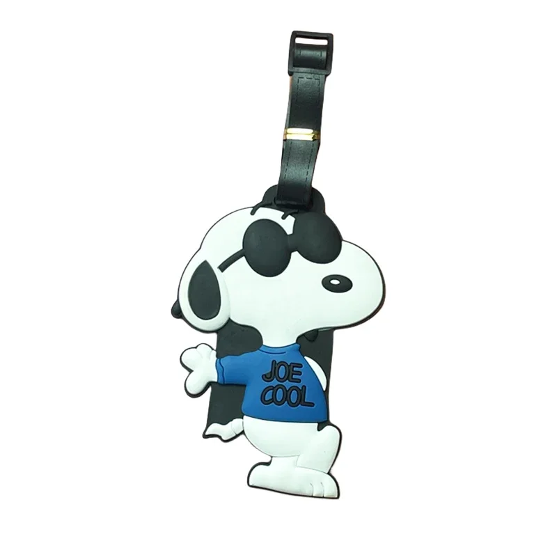 Snoopy figurka Anime z kreskówki etykiety na bagaż Charlie brązowy żel krzemionkowy przenośna etykieta Kawaii chroniący przed zgubieniem